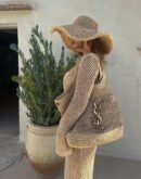 Golden Beach Bag mit kleine Tasche