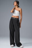 Besellics – Wide-Leg High-Waist Hose mit Logo-Bund