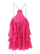 Besellics – Rüschen-Layer-Kleid mit Spaghettiträgern