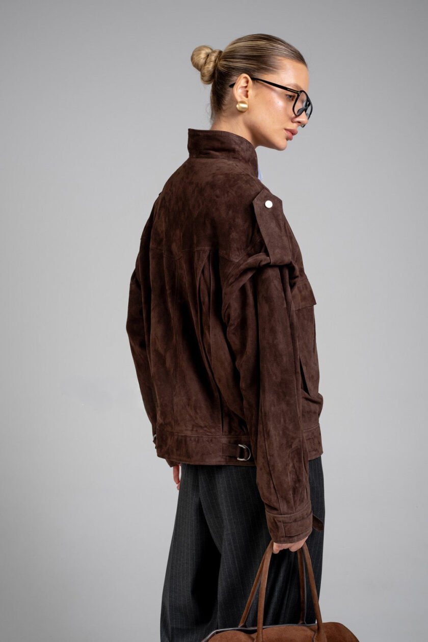 Besellics Oversized Velourslederjacke – Luxus Suede Jacket für Damen - Image 11