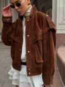 Besellics Oversized Velourslederjacke – Luxus Suede Jacket für Damen