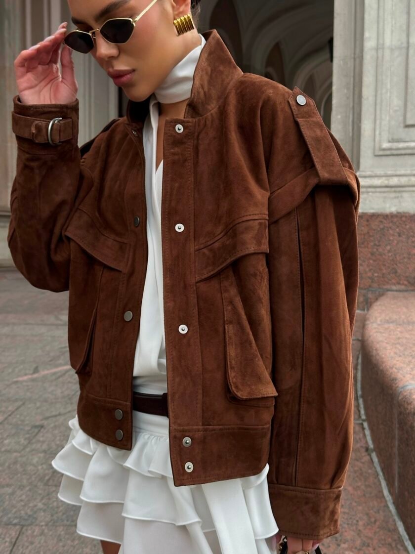 Besellics Oversized Velourslederjacke – Luxus Suede Jacket für Damen - Image 6