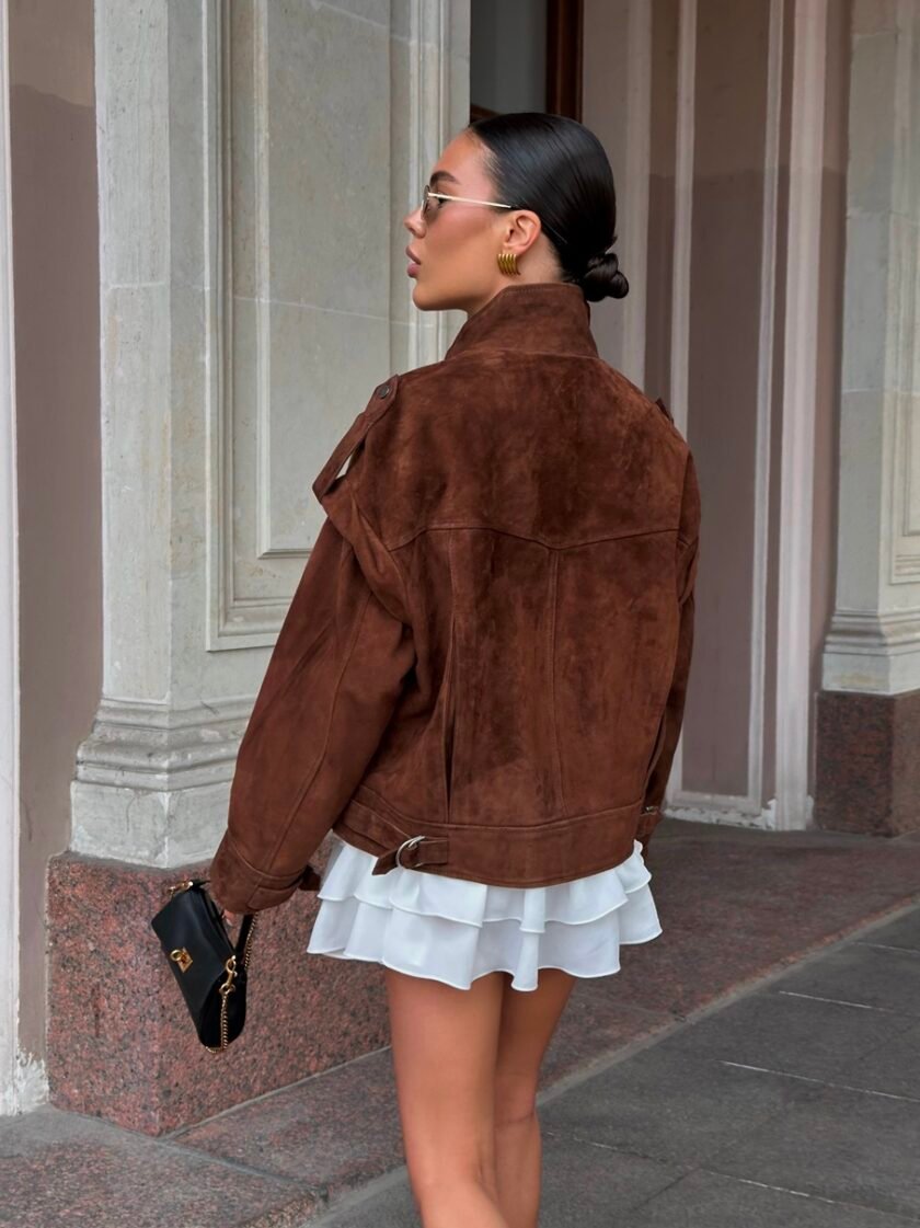 Besellics Oversized Velourslederjacke – Luxus Suede Jacket für Damen - Image 2