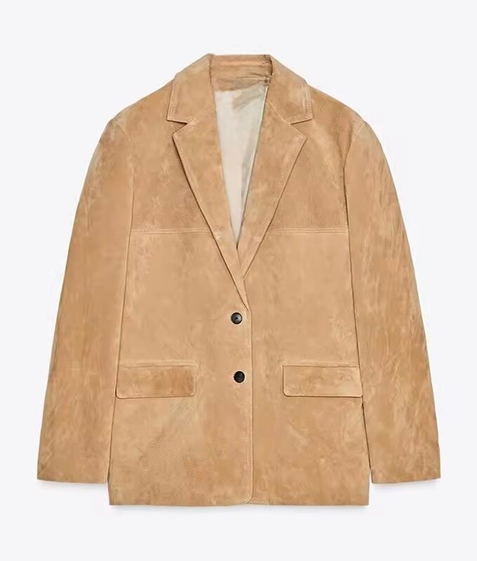 Oversized Suede Blazer – Luxus Veloursleder Blazer für Damen