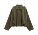 Oversized Suede-Look Jacke mit elastischem Bund