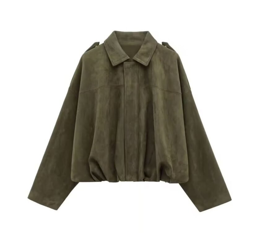 Oversized Suede-Look Jacke mit elastischem Bund - Image 10