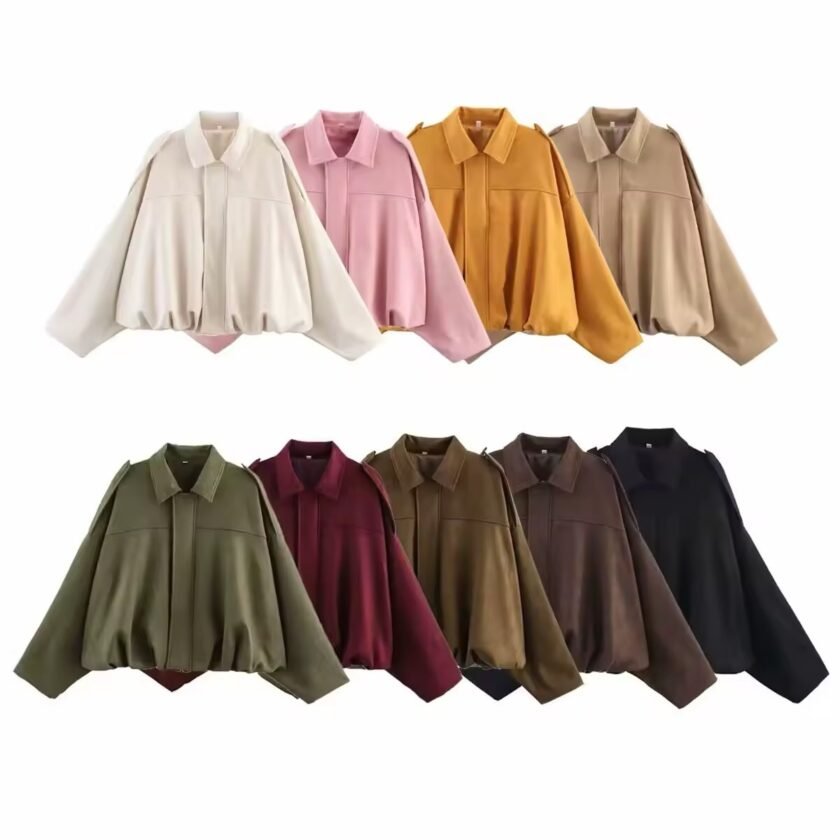 Oversized Suede-Look Jacke mit elastischem Bund - Image 9