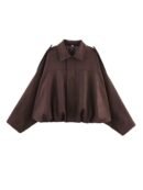 Oversized Suede-Look Jacke mit elastischem Bund
