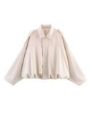 Oversized Suede-Look Jacke mit elastischem Bund