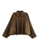 Oversized Suede-Look Jacke mit elastischem Bund