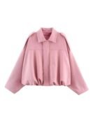 Oversized Suede-Look Jacke mit elastischem Bund