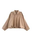 Oversized Suede-Look Jacke mit elastischem Bund