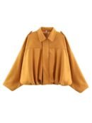 Oversized Suede-Look Jacke mit elastischem Bund