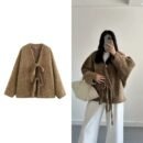 Damen Strickjacke aus Woll-Mix mit Schleifenverschluss