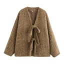 Damen Strickjacke aus Woll-Mix mit Schleifenverschluss