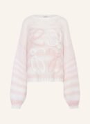 Damen Oversize Strickpullover Blau-Weiß gestreift mit Schleifen-Details – Luftig & Stylisch