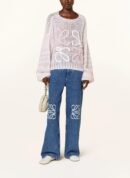 Damen Oversize Strickpullover Blau-Weiß gestreift mit Schleifen-Details – Luftig & Stylisch