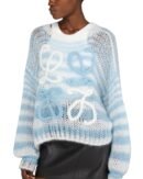 Damen Oversize Strickpullover Blau-Weiß gestreift mit Schleifen-Details – Luftig & Stylisch